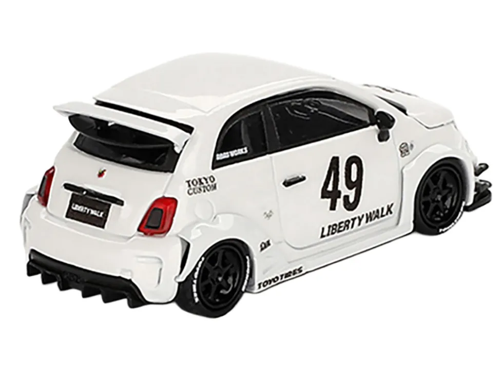 ABARTH 595 #49 "LB-Works x Abas Works" Gara White Limited Edition 1/64 Diecast Model Car by Mini GT