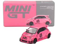 ABARTH 595 #49 "LB-Works x Abas Works" Pink Limited Edition 1/64 Diecast Model Car by Mini GT