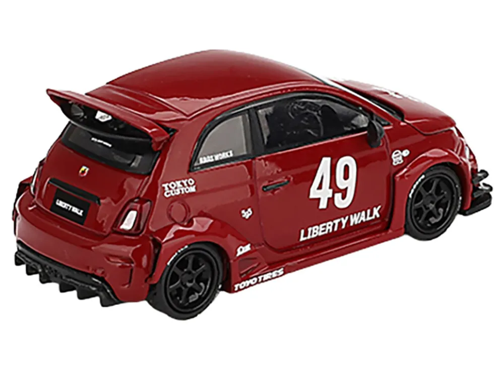 ABARTH 595 #49 "LB-Works x Abas Works" Red Limited Edition 1/64 Diecast Model Car by Mini GT