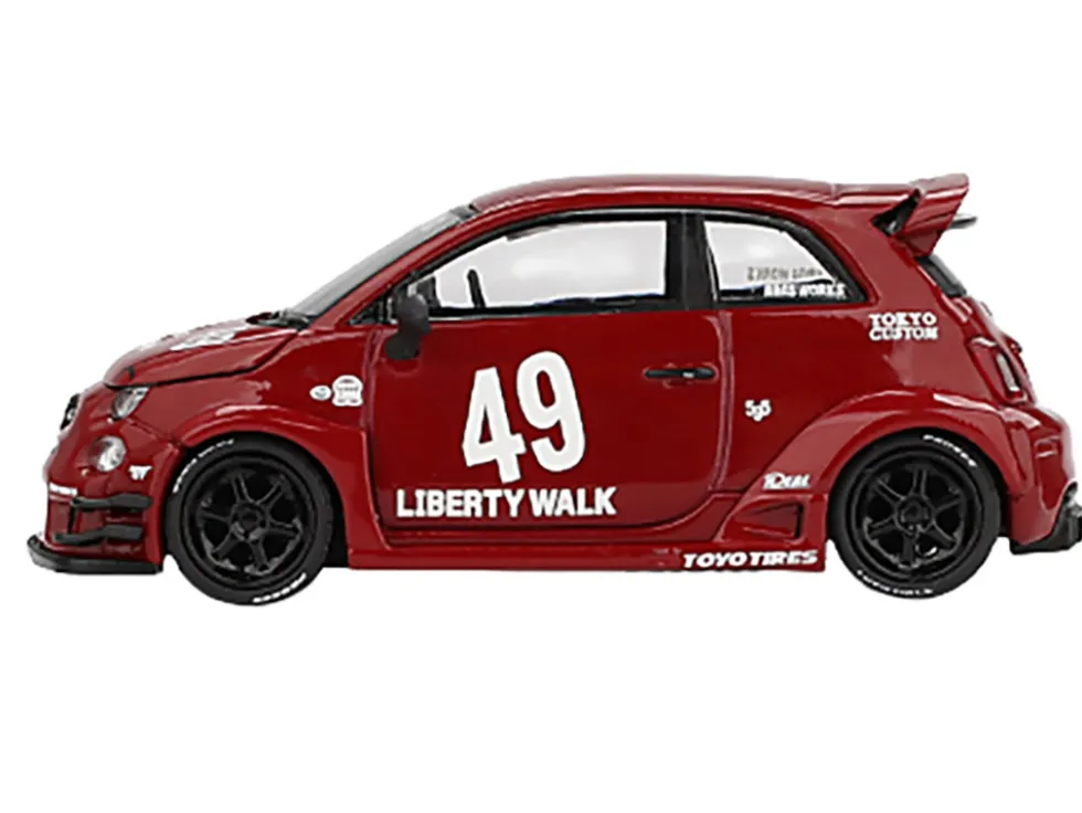 ABARTH 595 #49 "LB-Works x Abas Works" Red Limited Edition 1/64 Diecast Model Car by Mini GT