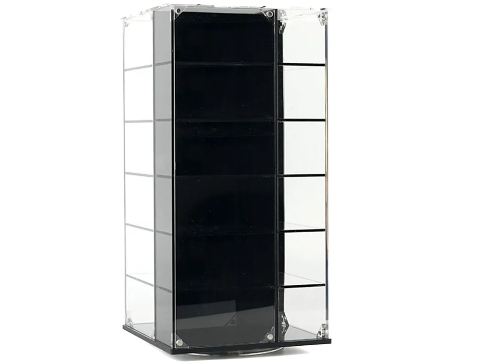 Acrylitower Showcase 24 Car Display Desktop Spinner with Cover Black "Mijo Exclusives" for 1/64 Scale Models