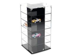Acrylitower Showcase 24 Car Display Desktop Spinner with Cover Black