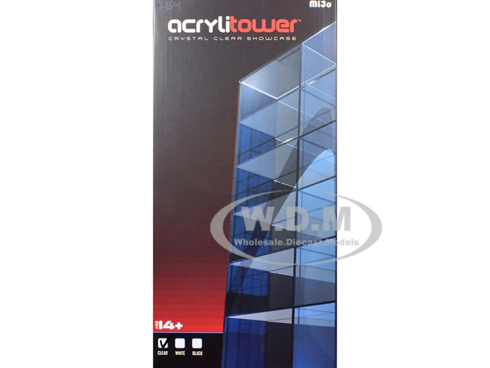 Acrylitower Showcase Large 24 Car Display Desktop Spinner with Cover Clear "Mijo Exclusives" for 1/64 Scale Models