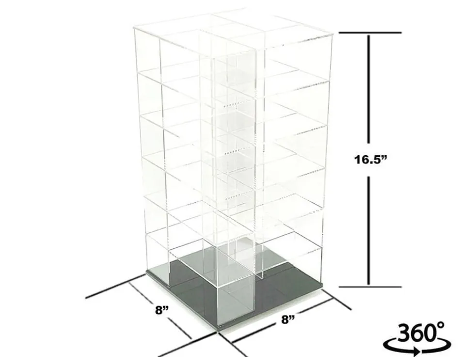 Acrylitower Showcase Large 24 Car Display Desktop Spinner with Cover Clear "Mijo Exclusives" for 1/64 Scale Models