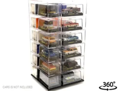 Acrylitower Showcase Large 24 Car Display Desktop Spinner with Cover Clear
