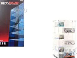 Acrylitower Showcase Large 24 Car Display Desktop Spinner with Cover Clear