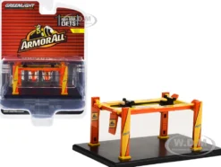 Adjustable Four-Post Lift ArmorAll Orange Yellow Four-Post Lifts Series 4 1/64 Diecast Model Greenlight 16150A