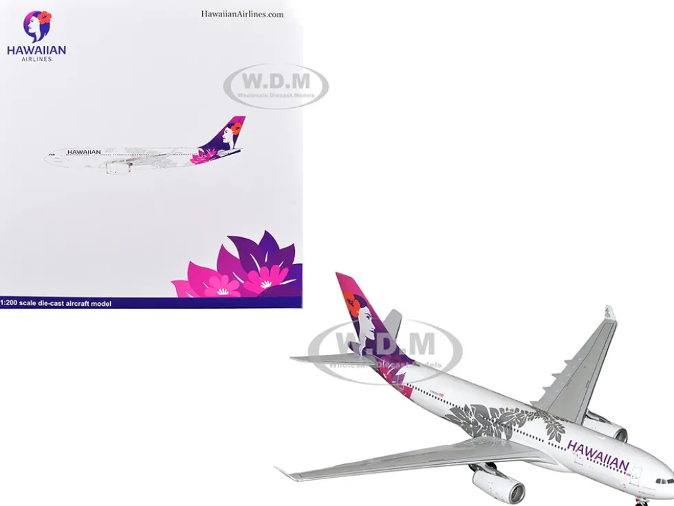 Airbus A330-200 Commercial Aircraft "Hawaiian Airlines" (N360HA) White with Purple Tail Graphics "Gemini 200" Series 1/200 Diecast Model Airplane by GeminiJets