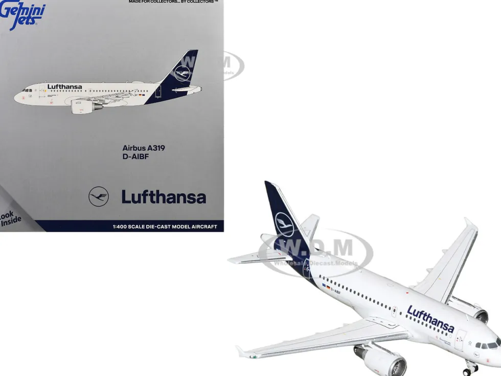 Airbus A319-100 Commercial Aircraft "Lufthansa" (D-AIBF) White with Dark Blue Tail 1/400 Diecast Model Airplane by GeminiJets