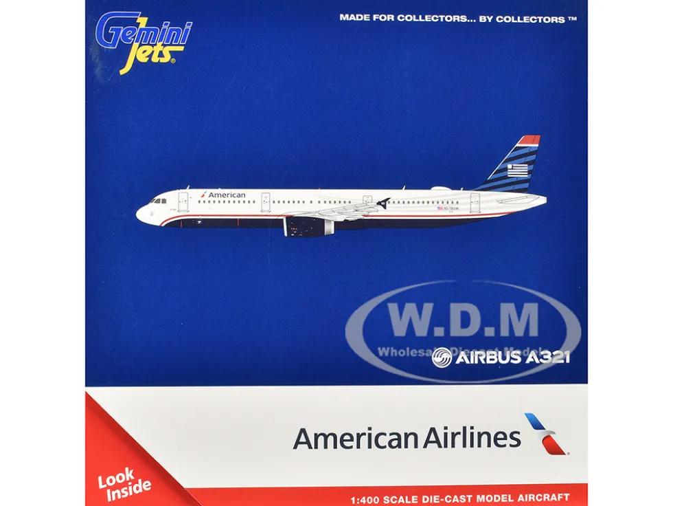 Airbus A321 Commercial Aircraft "American Airlines - US Airways Heritage Jet" (N578UW) White with Blue Tail 1/400 Diecast Model Airplane by GeminiJets