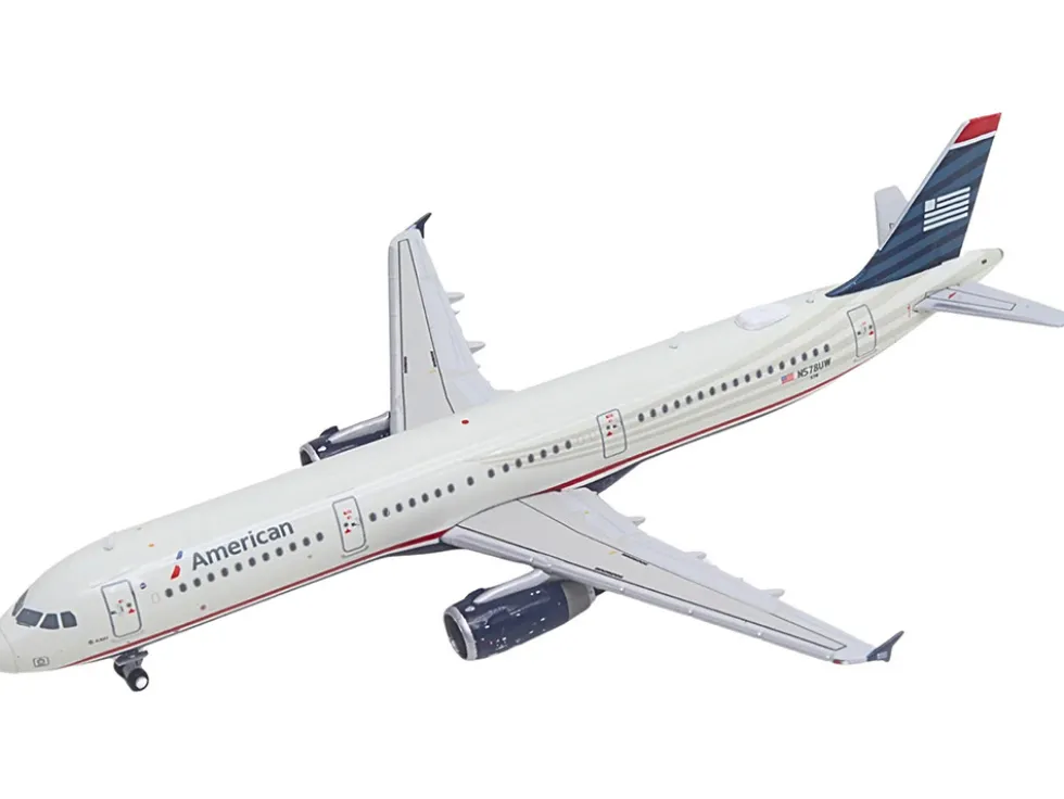Airbus A321 Commercial Aircraft "American Airlines - US Airways Heritage Jet" (N578UW) White with Blue Tail 1/400 Diecast Model Airplane by GeminiJets