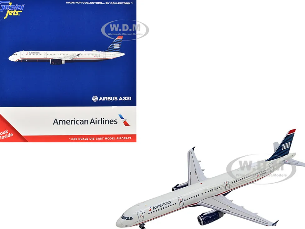 Airbus A321 Commercial Aircraft "American Airlines - US Airways Heritage Jet" (N578UW) White with Blue Tail 1/400 Diecast Model Airplane by GeminiJets