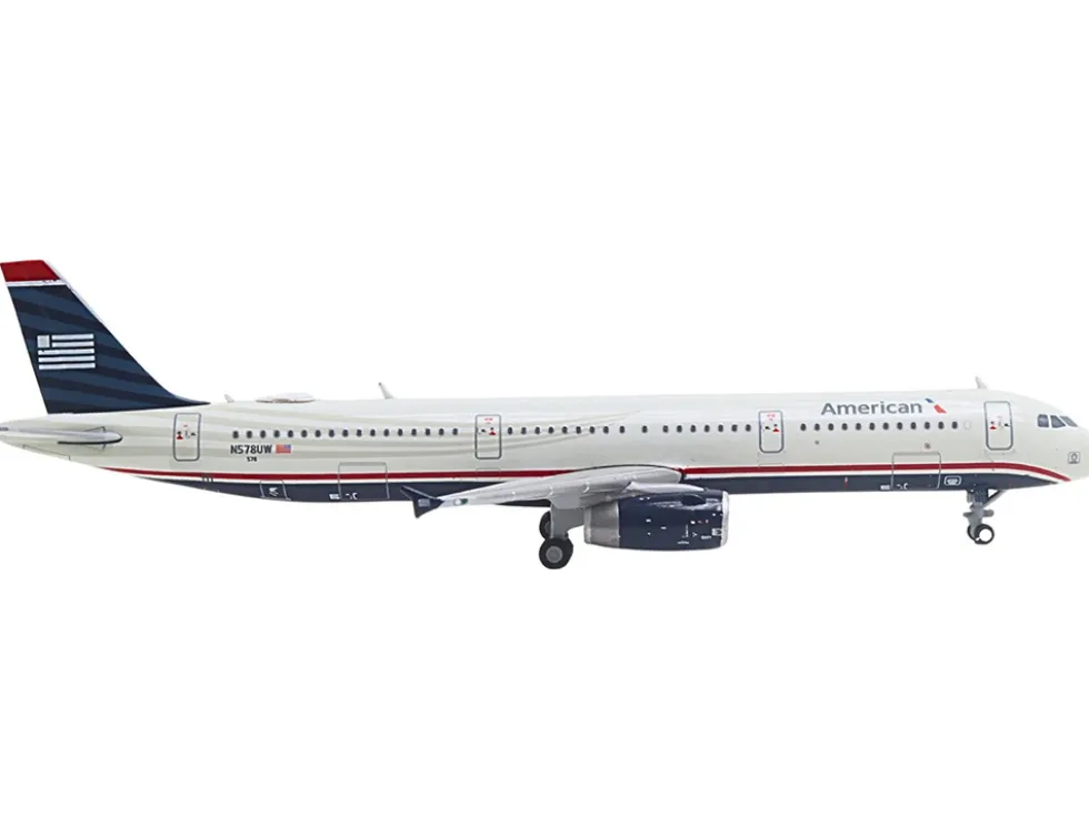 Airbus A321 Commercial Aircraft "American Airlines - US Airways Heritage Jet" (N578UW) White with Blue Tail 1/400 Diecast Model Airplane by GeminiJets