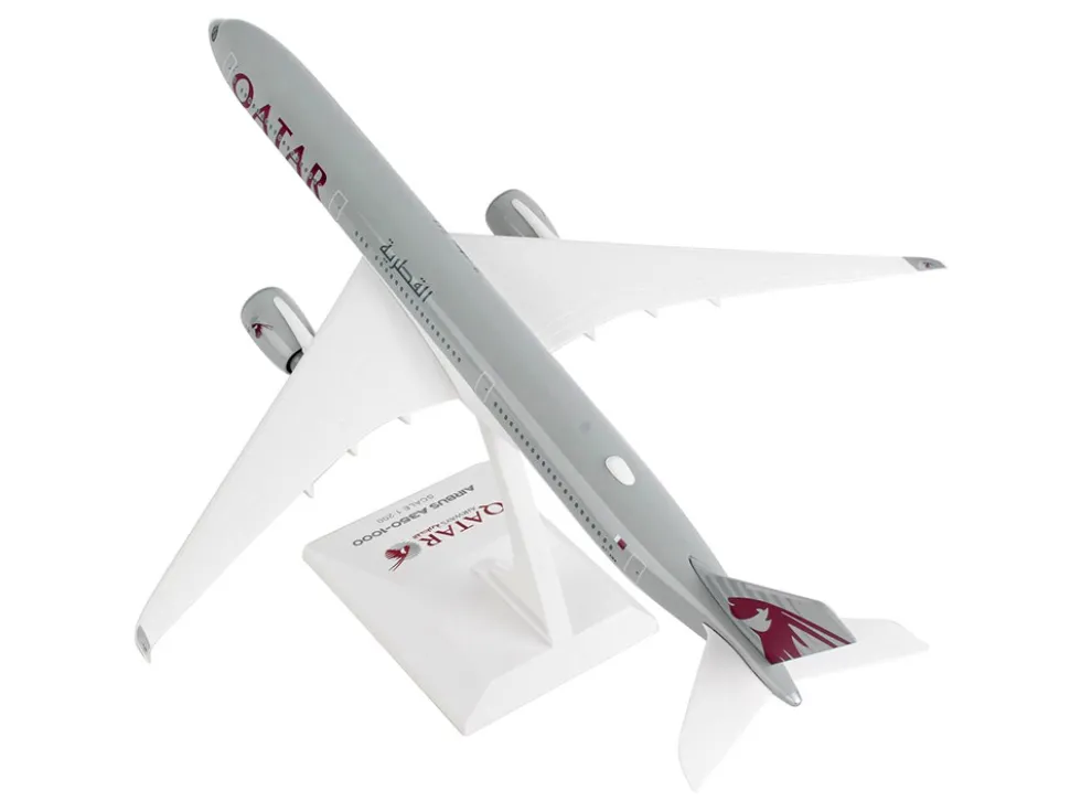 Airbus A350-1000 Commercial Aircraft "Qatar Airways" (A7-ANA) Gray with Tail Graphics (Snap-Fit) 1/200 Plastic Model by Skymarks