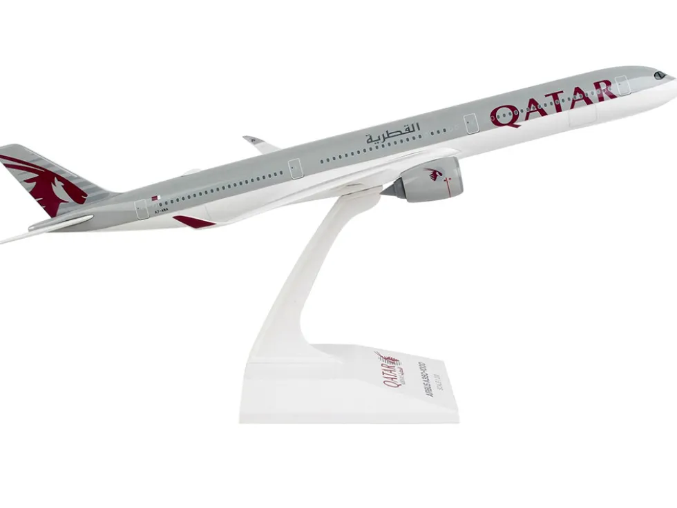 Airbus A350-1000 Commercial Aircraft "Qatar Airways" (A7-ANA) Gray with Tail Graphics (Snap-Fit) 1/200 Plastic Model by Skymarks