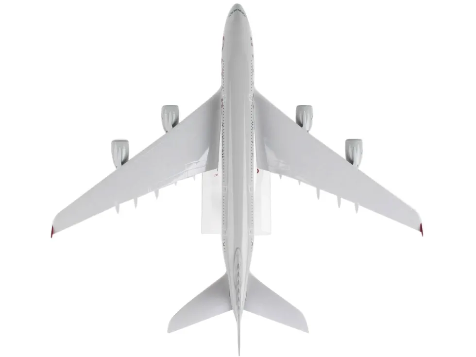 Airbus A380 Commercial Aircraft "Qatar Airways" (A7-APA) Gray with Tail Graphics (Snap-Fit) 1/200 Plastic Model by Skymarks