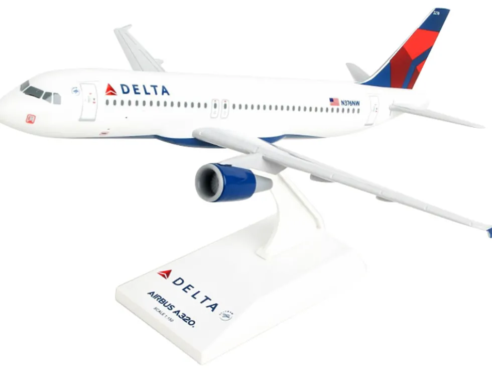 Airbus A320 Commercial Aircraft "Delta Air Lines" (N376NW) White with Blue and Red Tail (Snap-Fit) 1/150 Plastic Model by Skymarks