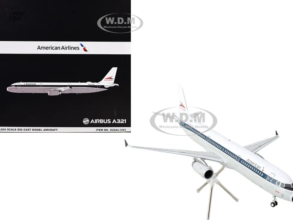 Airbus A321 Commercial Aircraft "American Airlines - Allegheny" (N579UW) White with Blue Stripes "Gemini 200" Series 1/200 Diecast Model Airplane by GeminiJets