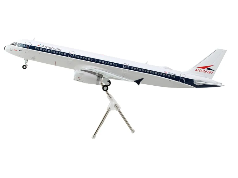 Airbus A321 Commercial Aircraft "American Airlines - Allegheny" (N579UW) White with Blue Stripes "Gemini 200" Series 1/200 Diecast Model Airplane by GeminiJets