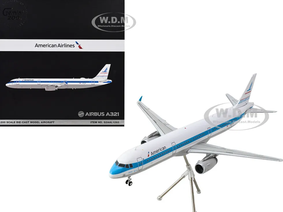 Airbus A321 Commercial Aircraft "American Airlines - Piedmont" (N581UW) White with Blue Stripes "Gemini 200" Series 1/200 Diecast Model Airplane by GeminiJets