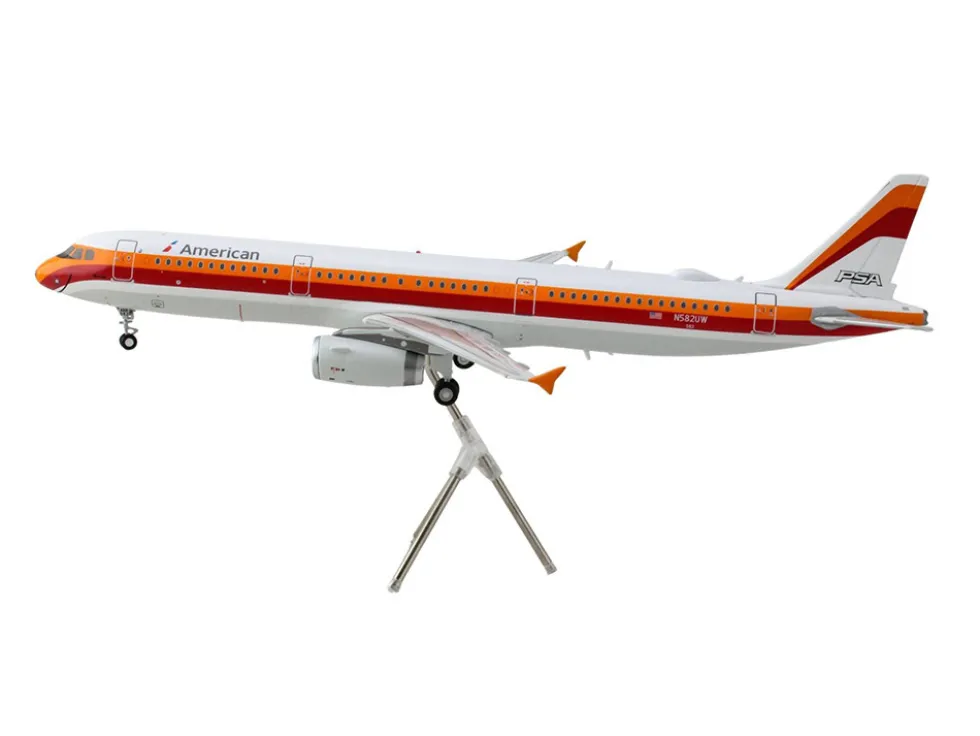 Airbus A321 Commercial Aircraft "American Airlines - PSA" (N582UW) White with Red and Orange Stripes "Gemini 200" Series 1/200 Diecast Model Airplane by GeminiJets
