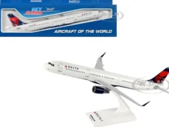 Airbus A321 Commercial Aircraft "Delta Air Lines" (N301DN) White with Red and Blue Tail (Snap-Fit) 1/150 Plastic Model by Skymarks