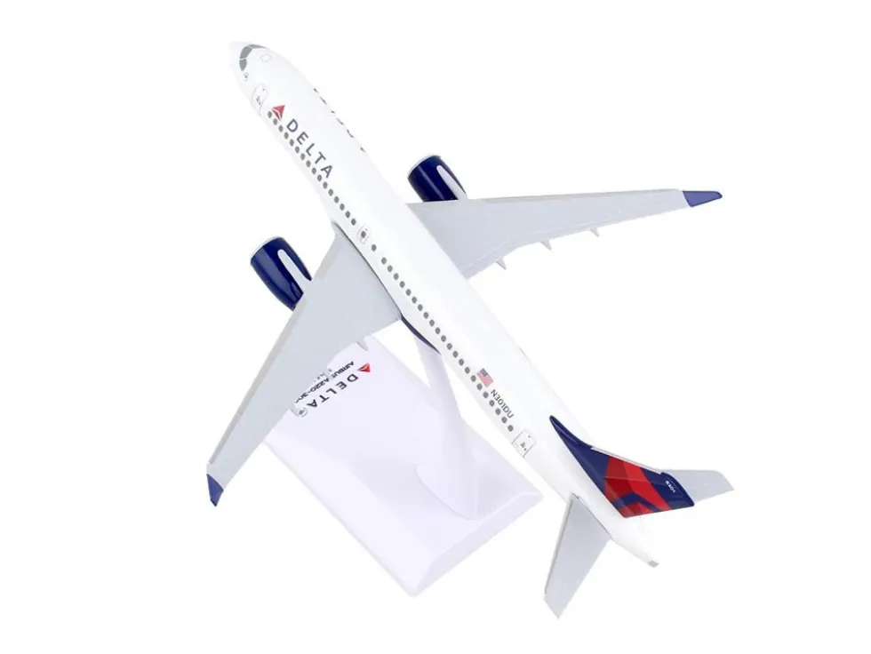 Airbus A220 300 Commercial Aircraft Delta Air Lines N301DU White with Red and Blue Tail Snap Fit 1/200 Plastic Model Skymarks SKR1091