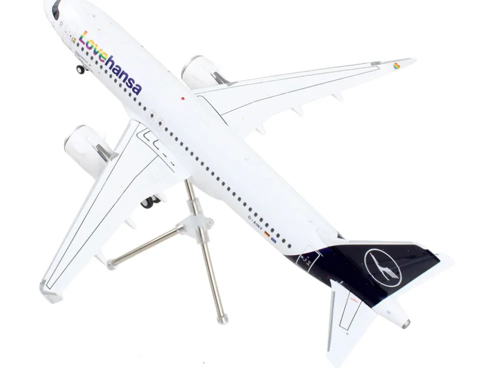 Airbus A320neo Commercial Aircraft Lufthansa LoveHansa White with Blue Tail Gemini 200 Series 1/200 Diecast Model Airplane GeminiJets G2DLH1198