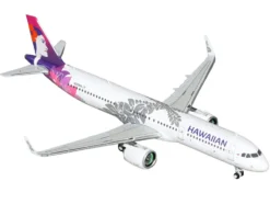 Airbus A321neo Commercial Aircraft "Hawaiian Airlines" (N209HA) White with Purple Tail Graphics 1/400 Diecast Model Airplane by GeminiJets