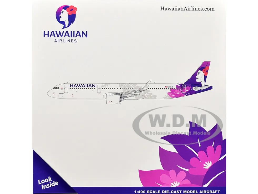 Airbus A321neo Commercial Aircraft "Hawaiian Airlines" (N209HA) White with Purple Tail Graphics 1/400 Diecast Model Airplane by GeminiJets