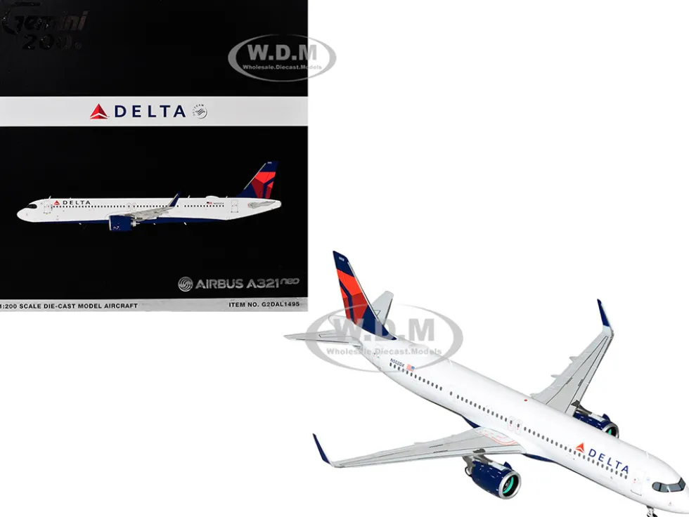 Airbus A321neo Commercial Aircraft "Delta Air Lines" (N502DX) White with Blue and Red Tail "Gemini 200" Series 1/200 Diecast Model Airplane by GeminiJets