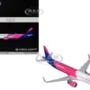 Airbus A321neo Commercial Aircraft "Wizz Air" (G-WUNB) White and Pink with Purple Tail "Gemini 200" Series 1/200 Diecast Model Airplane by GeminiJets