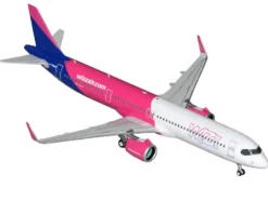 Airbus A321neo Commercial Aircraft "Wizz Air" (G-WUNB) White and Pink with Purple Tail "Gemini 200" Series 1/200 Diecast Model Airplane by GeminiJets