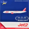 Airbus A321neo Commercial Aircraft "Jet2" (G-SUNO) Gray Metallic with Red Tail 1/400 Diecast Model Airplane by GeminiJets