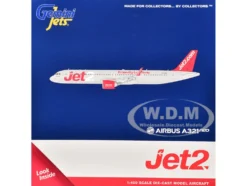 Airbus A321neo Commercial Aircraft "Jet2" (G-SUNO) Gray Metallic with Red Tail 1/400 Diecast Model Airplane by GeminiJets