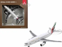 Airbus A300-600R Commercial Aircraft "Emirates Airlines" (A6-EKC) White with Striped Tail 1/400 Diecast Model Airplane by GeminiJets