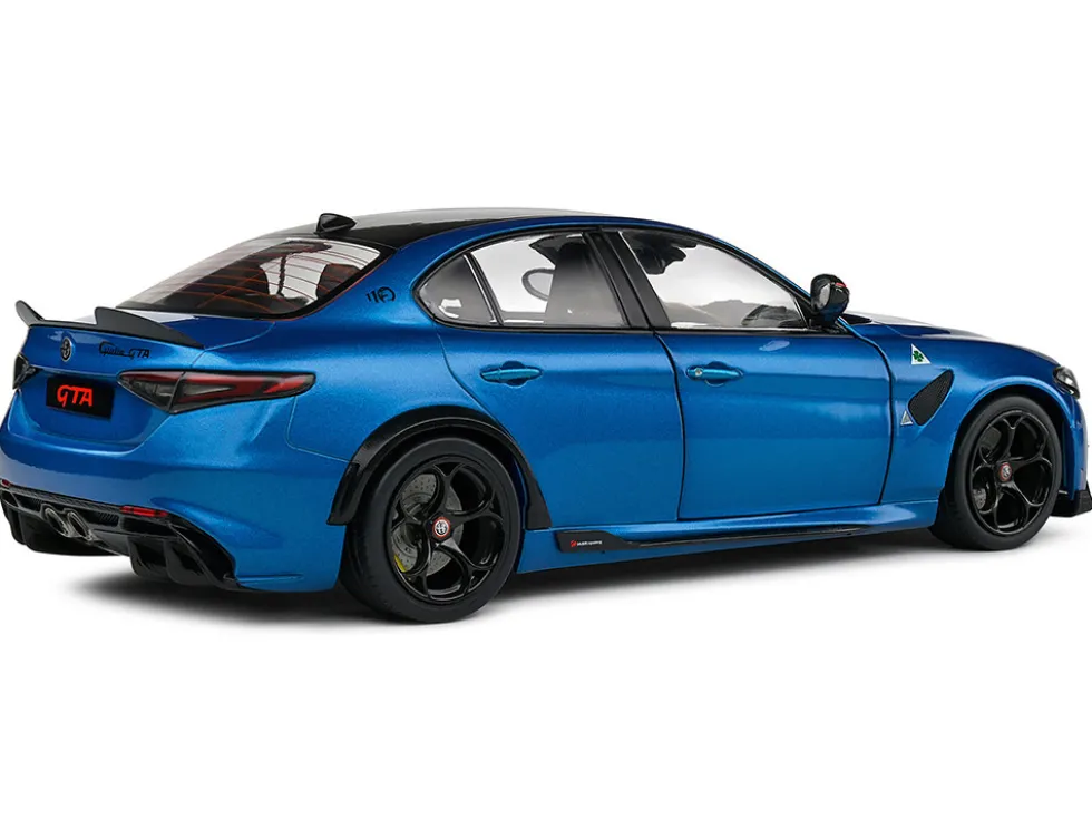2022 Alfa Romeo Giulia GTA Anodized Blue Metallic with Carbon Top 1/18 Diecast Model Car by Solido