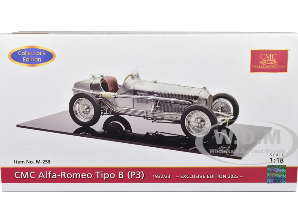 1932/33 Alfa Romeo Tipo B P3 Raw Metal Clear Finish 2023 Exclusive Edition Limited Edition 600 pieces Worldwide 1/18 Diecast Model Car CMC M-258