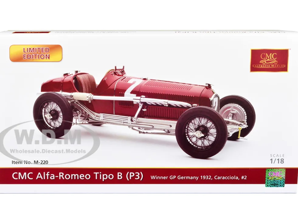 Alfa Romeo Tipo B P3 #2 Rudolf Caracciola Winner Germany GP 1932 Limited Edition to 1000 pieces Worldwide 1/18 Diecast Model Car CMC M-220