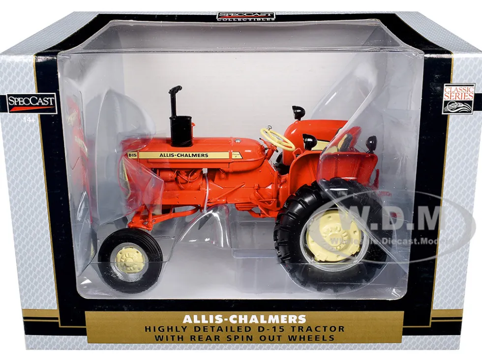 Allis-Chalmers D-15 Wide Front Tractor with Rear Spin Out Wheels Orange with Cream Stripes "Classic Series" 1/16 Diecast Model by SpecCast