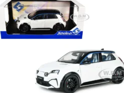 2024 Alpine A290 GTS White Metallic with Black Top 1/18 Diecast Model Car by Solido