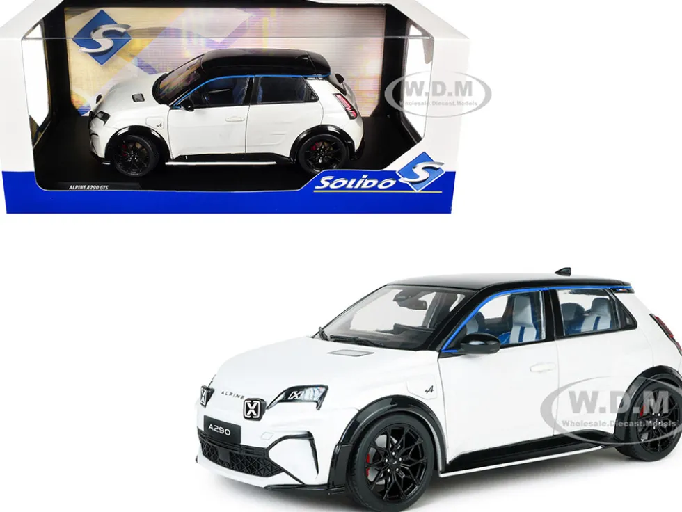 2024 Alpine A290 GTS White Metallic with Black Top 1/18 Diecast Model Car by Solido