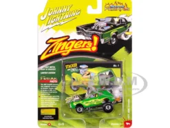 1971 AMC Gremlin Lime Green Metallic with Yellow Flames and Interior "Zingers!" Series 1/64 Diecast Model Car by Johnny Lightning