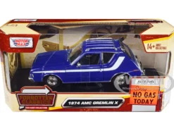 1974 AMC Gremlin X Blue White Stripes Roof Rack Forgotten Classics Series 1/24 Diecast Model Car Motormax 79045