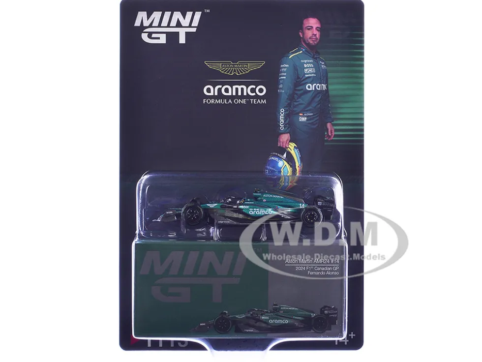 Aston Martin AMR24 #14 Fernando Alonso Formula One F1 "Canadian GP" (2024) Limited Edition 1/64 Diecast Model Car by Mini GT