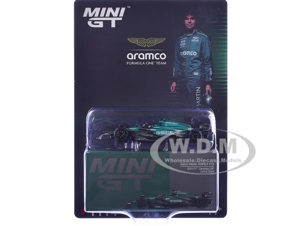 Aston Martin AMR24 #18 Lance Stroll Formula One F1 "Canadian GP" (2024) Limited Edition 1/64 Diecast Model Car by Mini GT