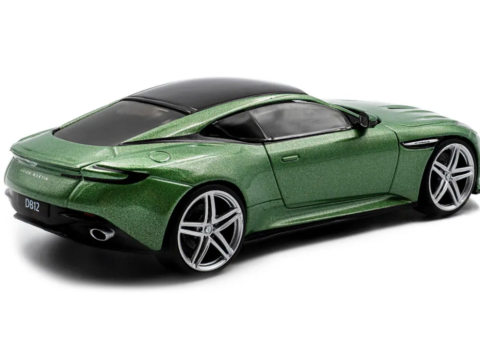 2023 Aston Martin DB12 Coupe Iridescent Emerald Metallic with Black Top 1/43 Diecast Model Car by Solido