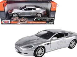 Aston Martin DB9 Coupe Silver Metallic Timeless Legends 1/24 Diecast Model Car Motormax 73321