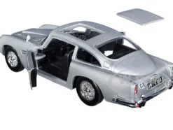 Aston Martin DB5 RHD Right Hand Drive Silver Metallic James Bond 007 Goldfinger 1964 Movie James Bond Collection Series 1/24 Diecast Model Car Motormax 79857