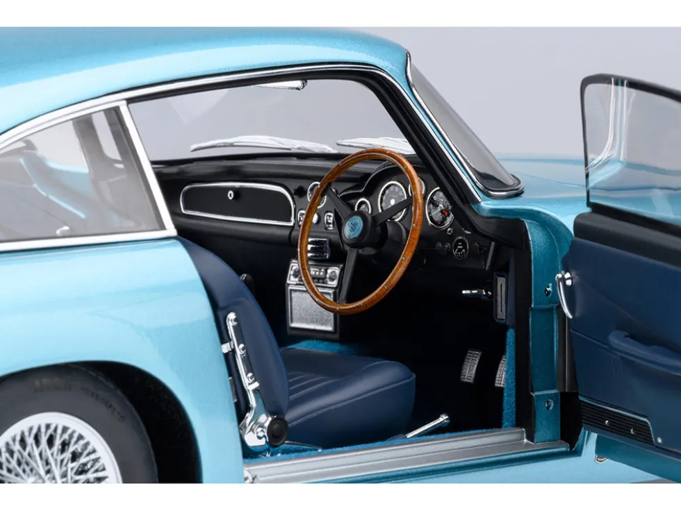 Aston Martin DB5 RHD (Right Hand Drive) Caribbean Pearl Blue Metallic 1/18 Model Car by Autoart